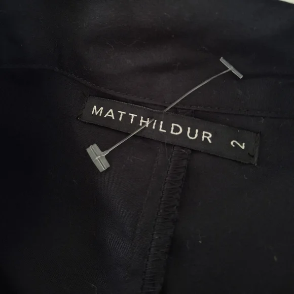 Matthildur Womens Black Pima Cotton Long Sleeve Button Down High Low Blouse Sz 2 - Picture 9 of 12